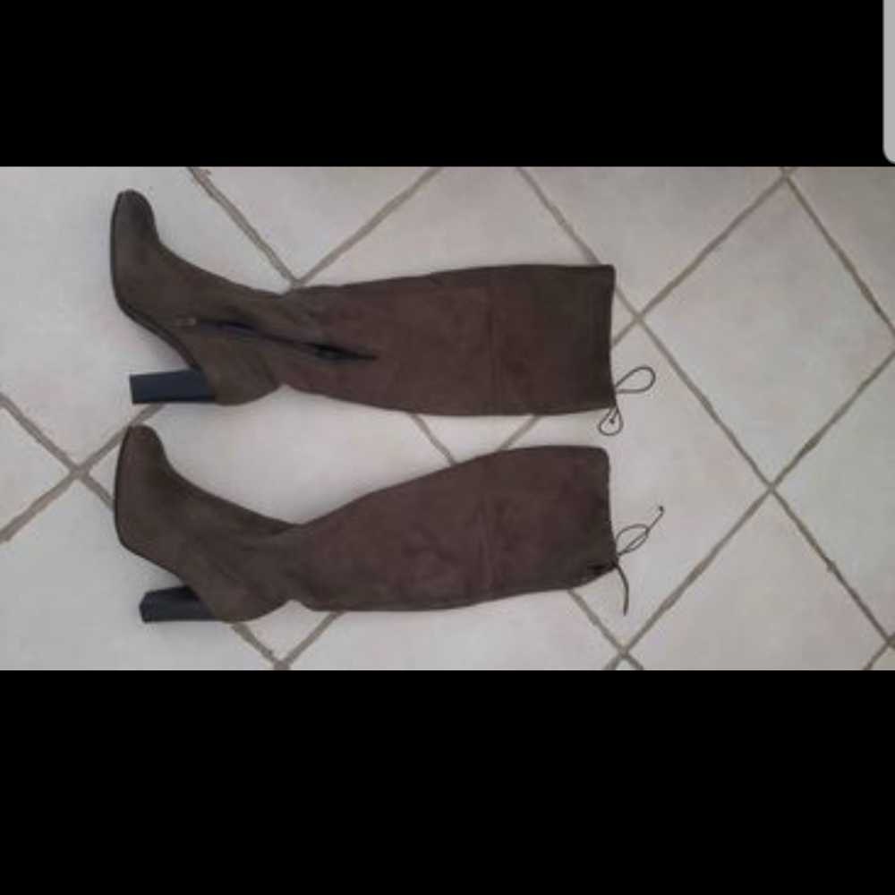 Knee High Boots suede otk olive green Size 8